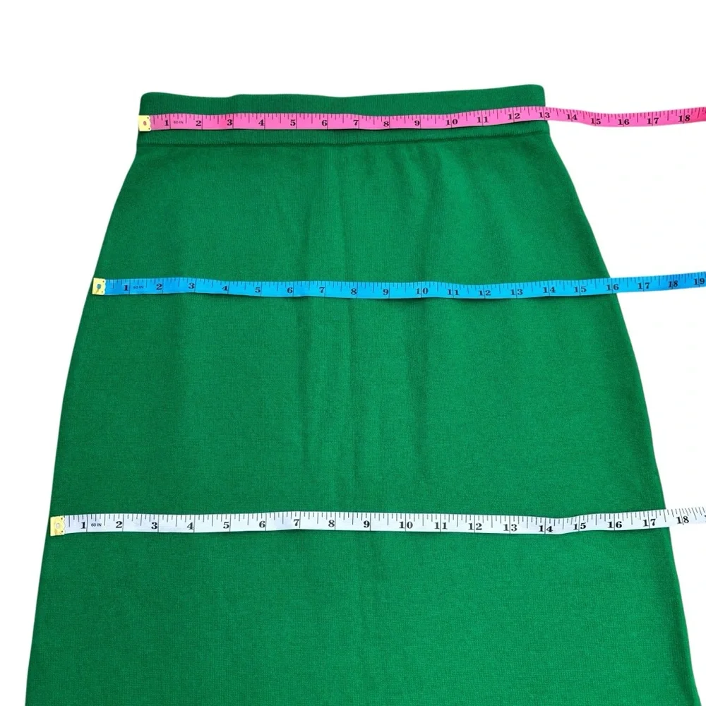 Lingua Franca Jacquard-Knit 100% Cashmere Midi Skirt – Green, Size Small New